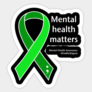Mental health matters ribbon, white type Sticker